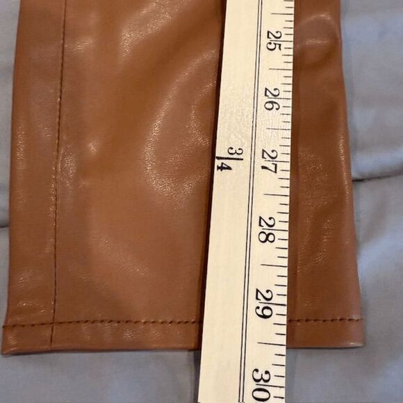 NWT Rag & Bone Nina Faux Leather Pull on Skinny Pants in Cognac Brown Size Small - Picture 13 of 14